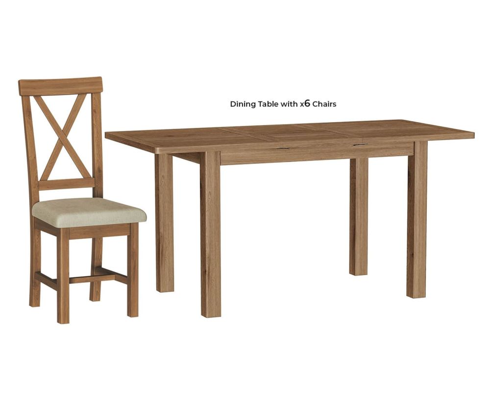 FD Essential Rochdale Oak 120cm Extending Dining Set with 6 Chairs