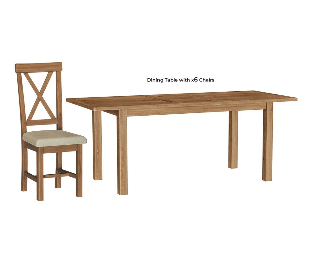 FD Essential Rochdale Oak 160cm Extending Dining Set with 6 Chairs