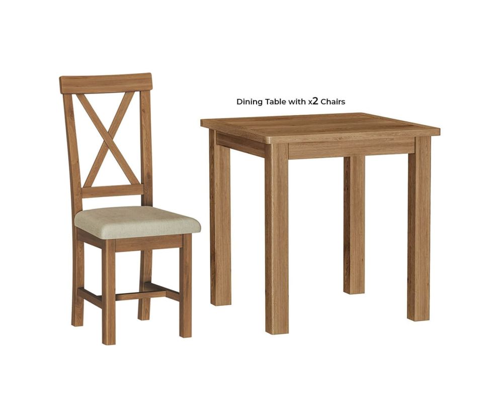 FD Essential Rochdale Oak Fixed Top Dining Set with 2 Chairs