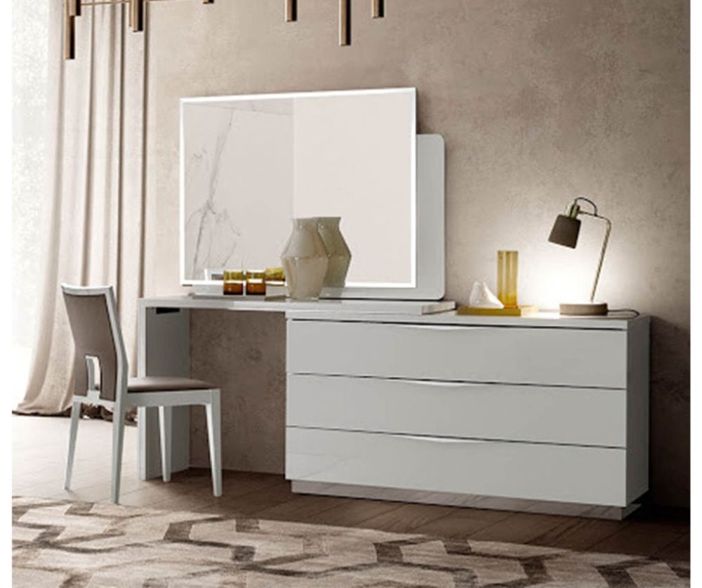 Camel Group Onda White High Gloss 3 Drawer Dresser with Vanity Unit