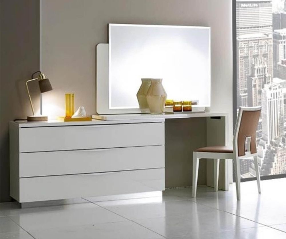 Camel Group Onda White High Gloss 3 Drawer Dresser with Vanity Unit