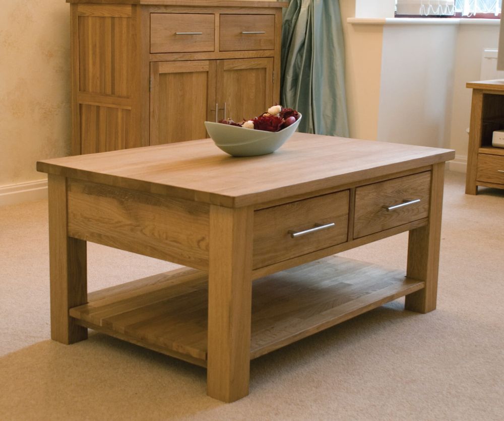 Homestyle GB Opus Oak 3x2 Coffee Table with Drawers
