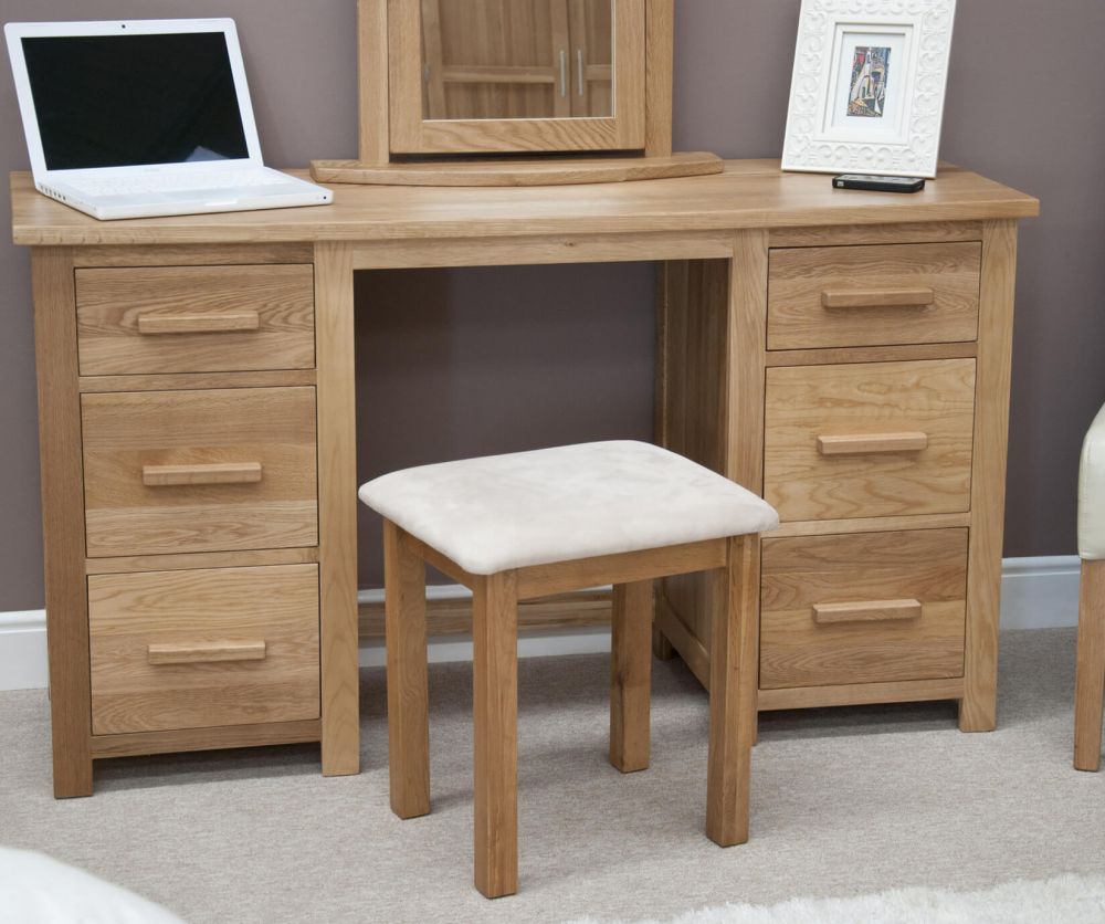 Homestyle GB Opus Oak Twin Pedestal Dressing Table and Stool
