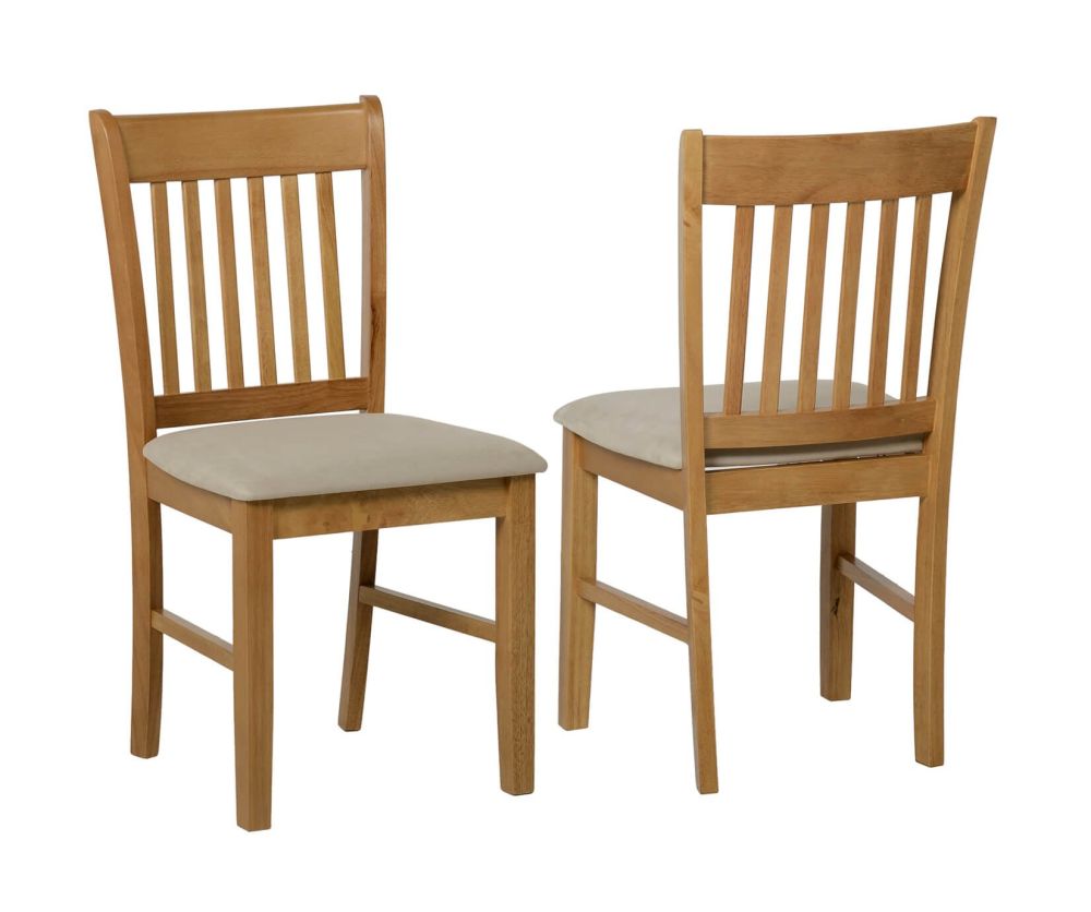 Seconique Oxford Natural Oak Dining Chair in Pair