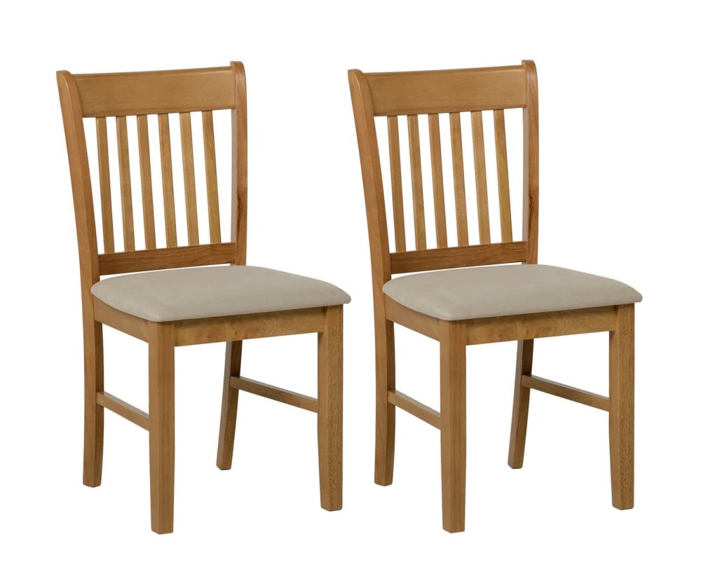Seconique Oxford Natural Oak Dining Chair in Pair