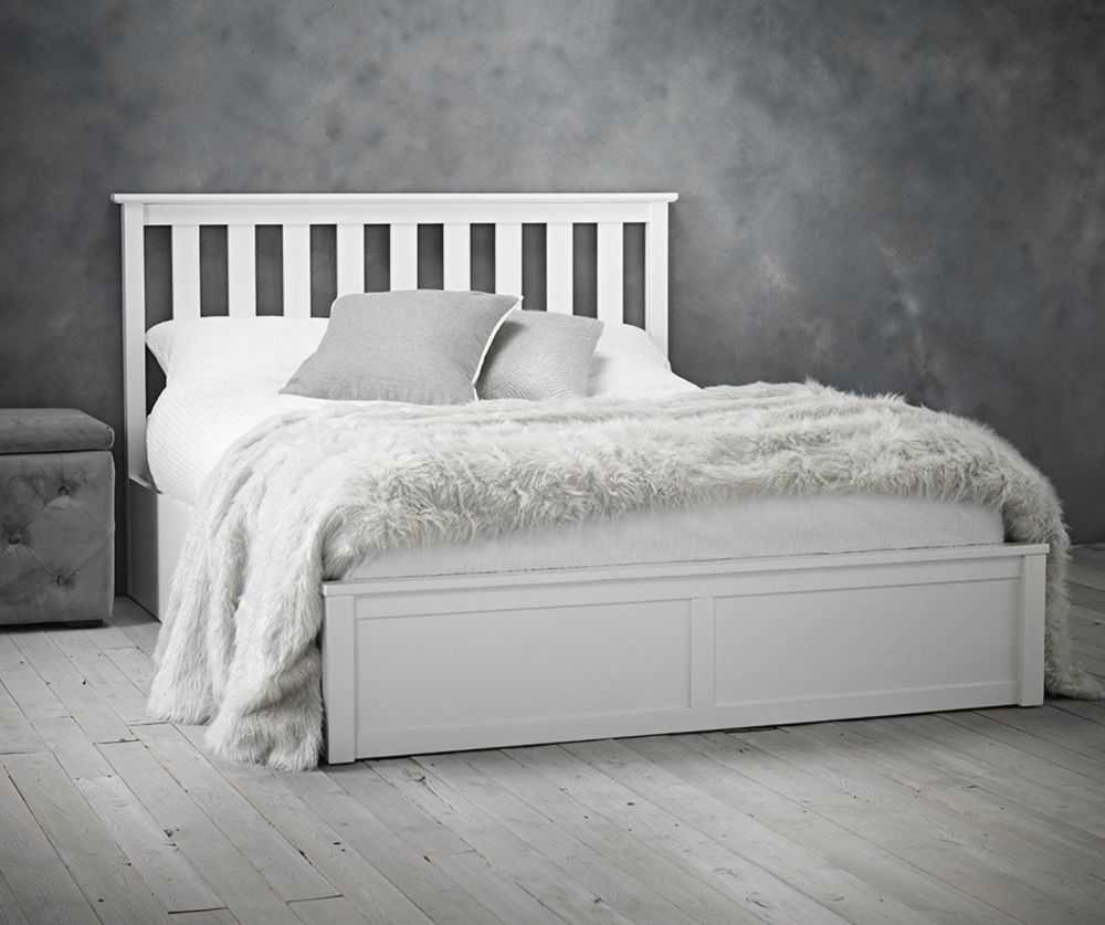 LPD Oxford White Wooden Ottoman Bed Frame