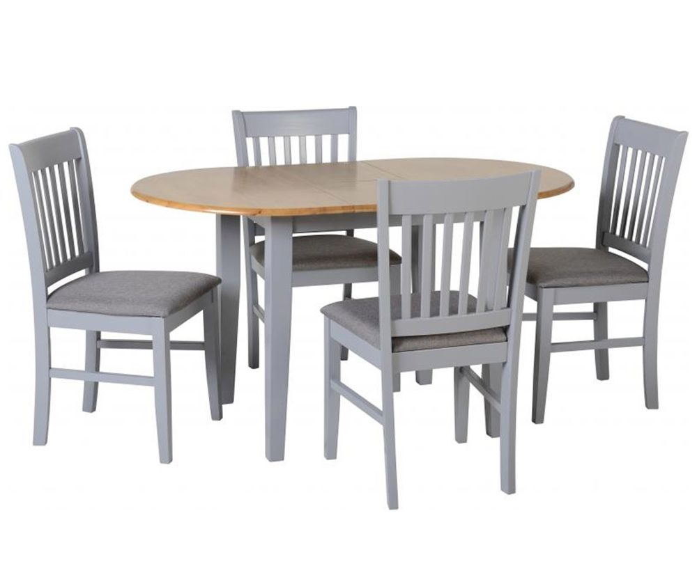 Seconique Oxford Grey Extending Dining Set with 4 Grey Fabric Chairs