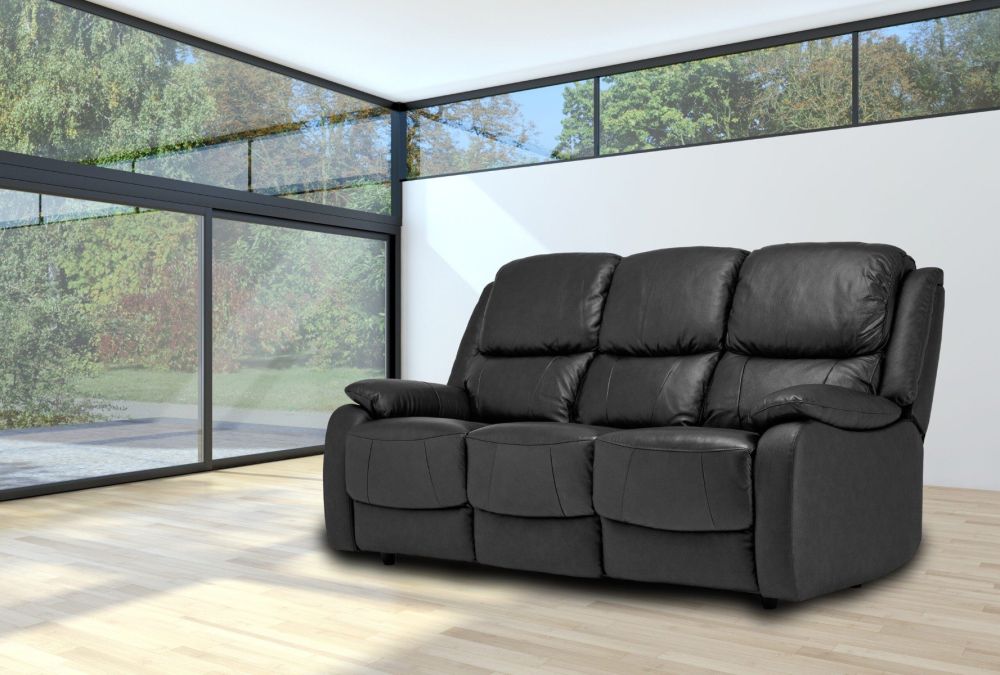 Palermo Grey Leather 3F+1R+1R Sofa Set