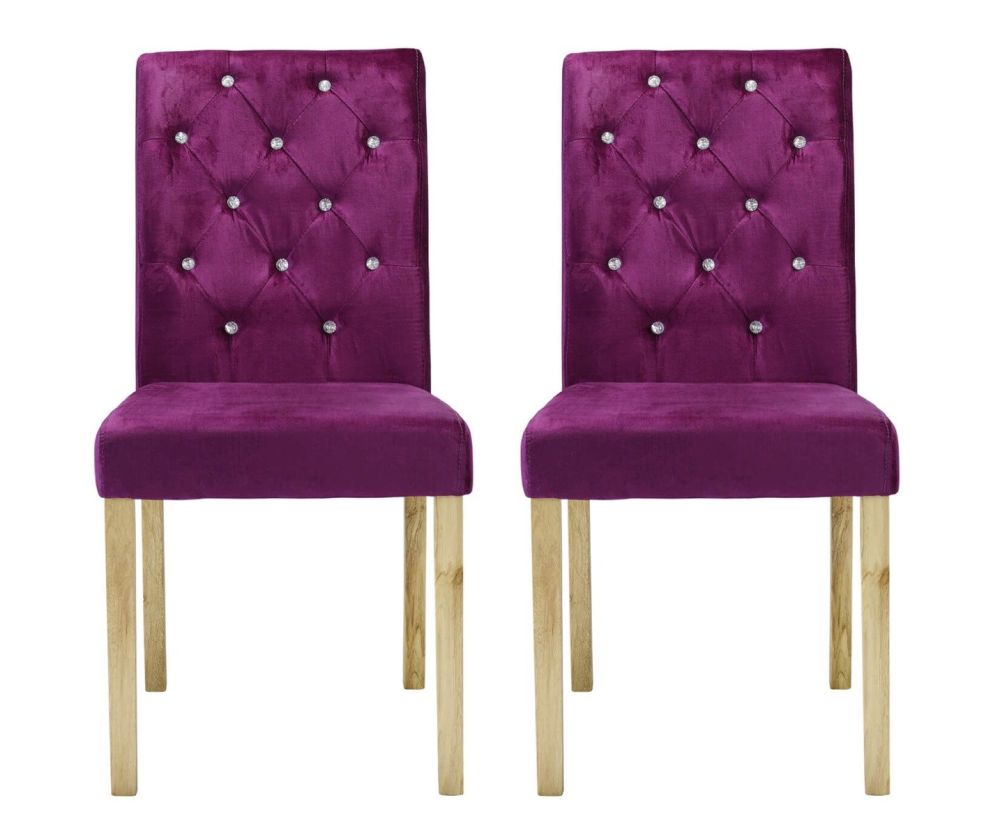 LPD Paris Purple Velvet Fabric Dining Chair in Pair