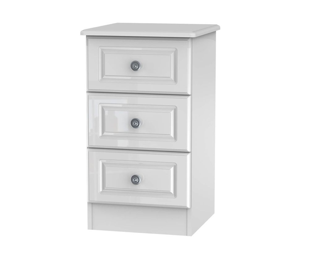 Welcome Furniture Pembroke White High Gloss 3 Drawer Locker