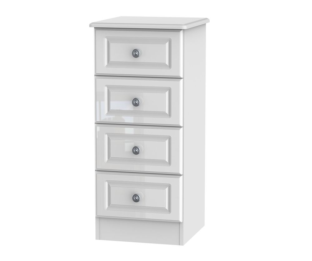 Welcome Furniture Pembroke White High Gloss 4 Drawer Locker