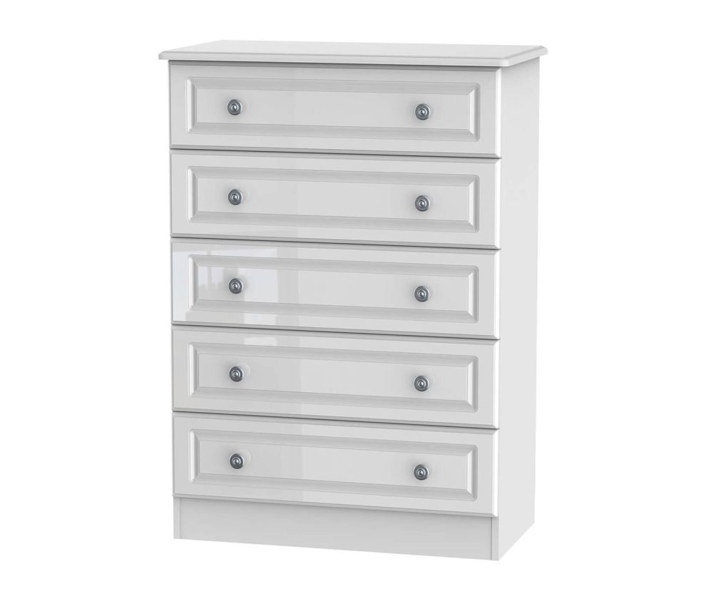 Welcome Pembroke White High Gloss 5 Drawer Chest