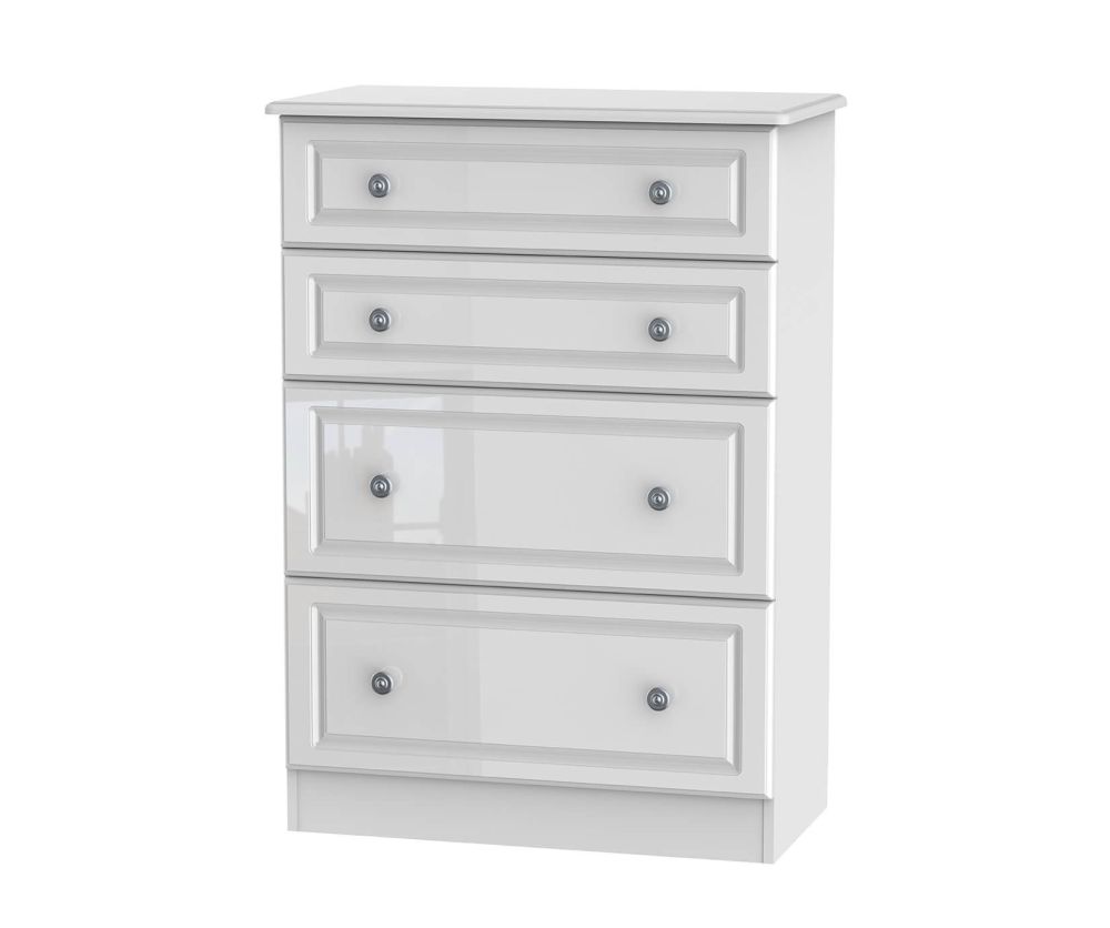 Welcome Furniture Pembroke White High Gloss 4 Drawer Deep Chest