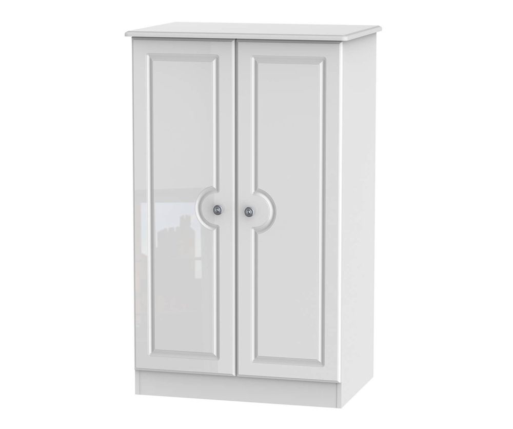 Welcome Furniture Pembroke White High Gloss 2ft6in Plain Midi Wardrobe