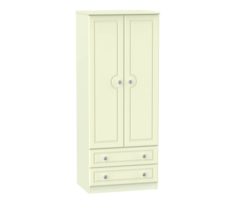 Welcome Furniture Pembroke Cream 2ft6in Plain Wardrobe with 2 Drawer
