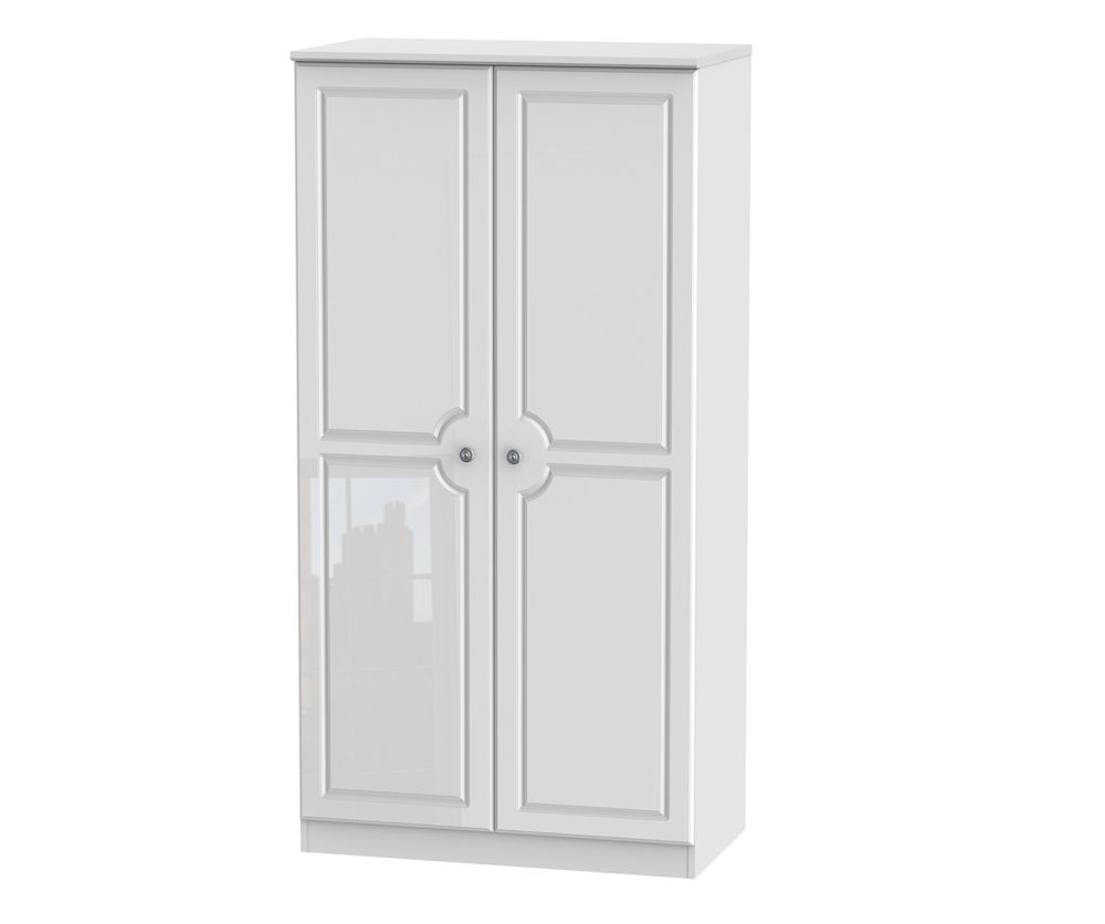 Welcome Furniture Pembroke White High Gloss 3ft Plain Wardrobe