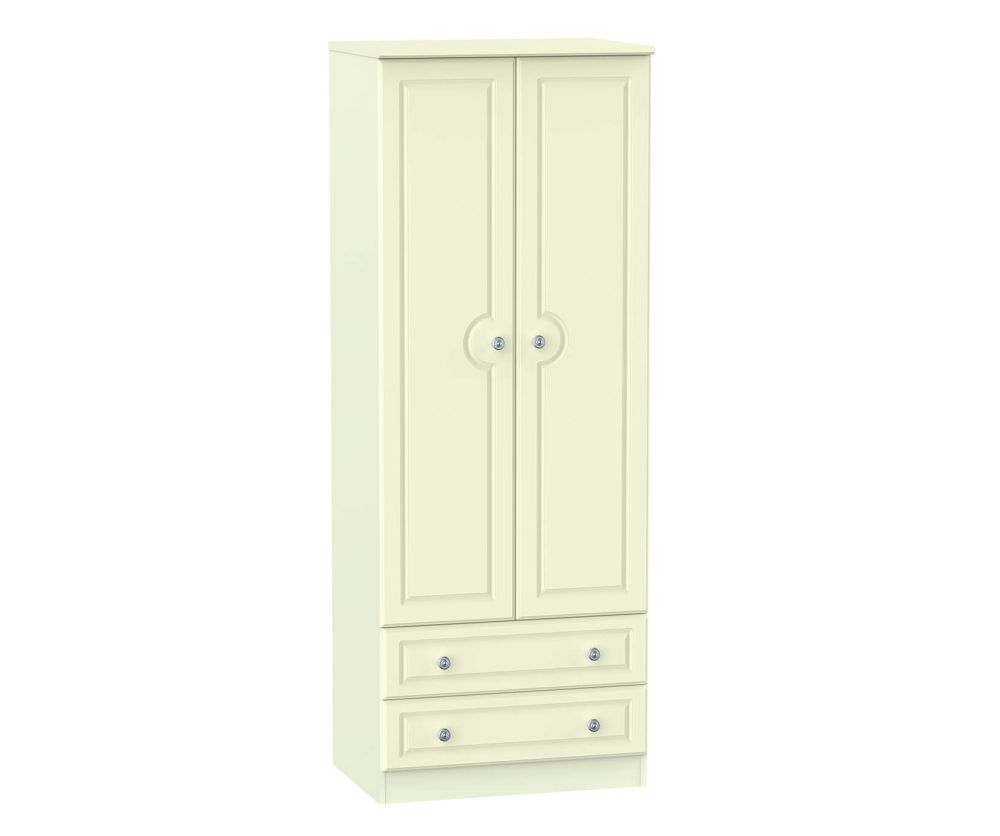 Welcome Furniture Pembroke Cream Tall 2ft6in Plain Wardrobe with 2 Drawer