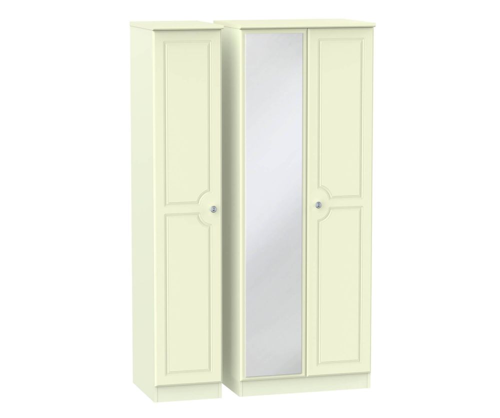 Welcome Furniture Pembroke Cream Tall Triple Wardrobe with Mirror