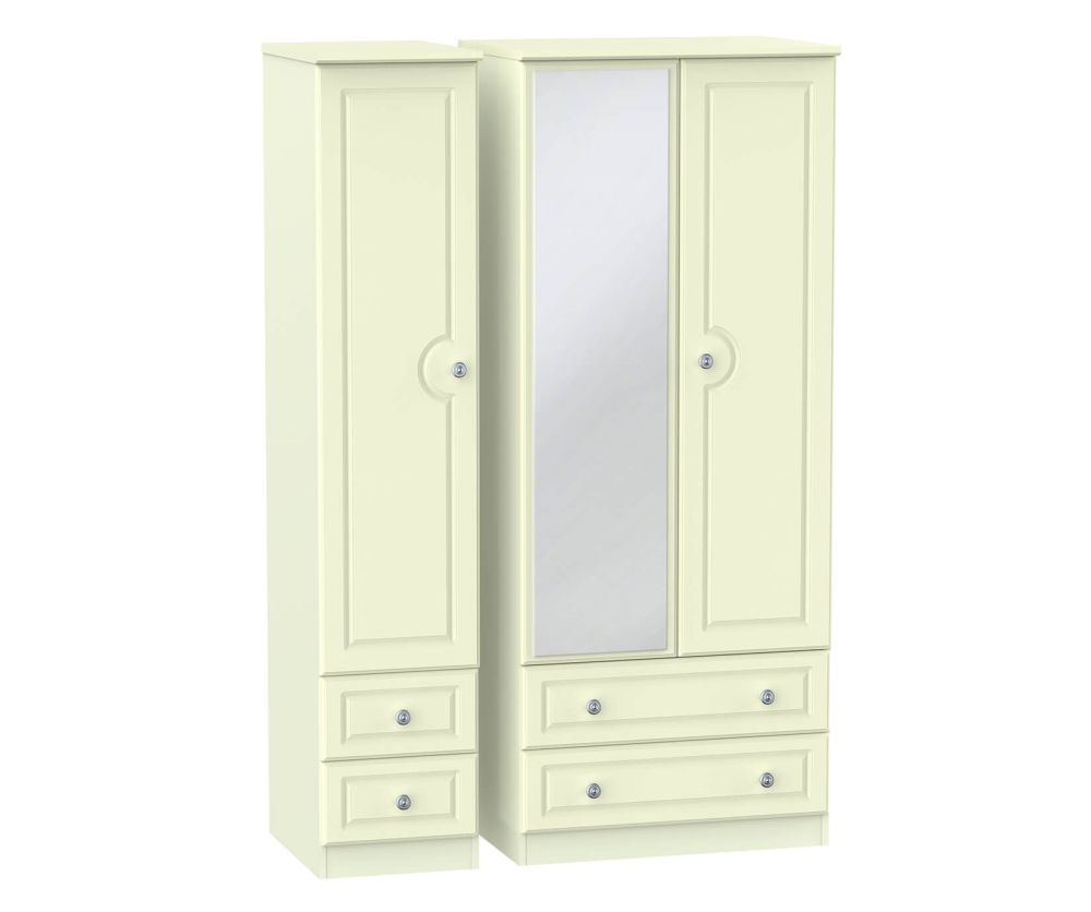 Welcome Furniture Pembroke Cream Triple Drawer Mirror with Single 2 Drawer Wardrobe