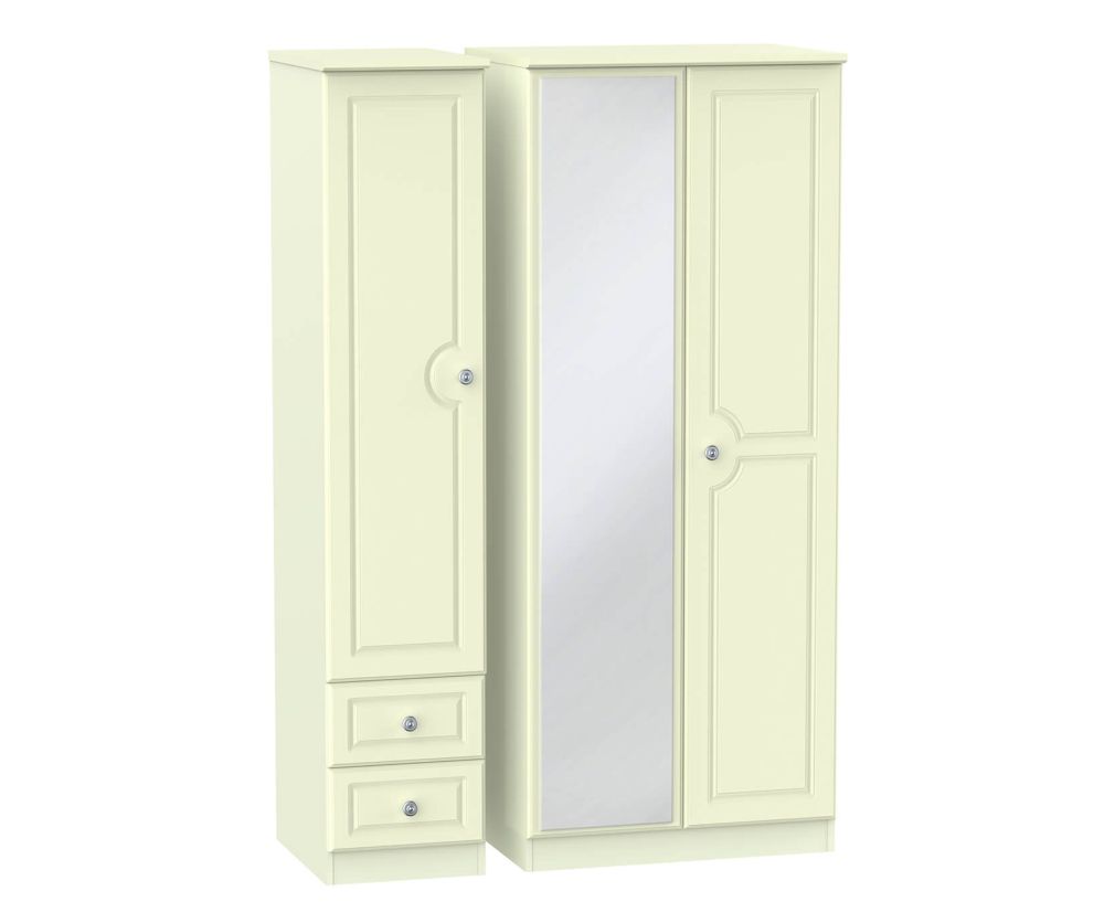 Welcome Furniture Pembroke Cream Triple Mirror with Single 2 Drawer Wardrobe