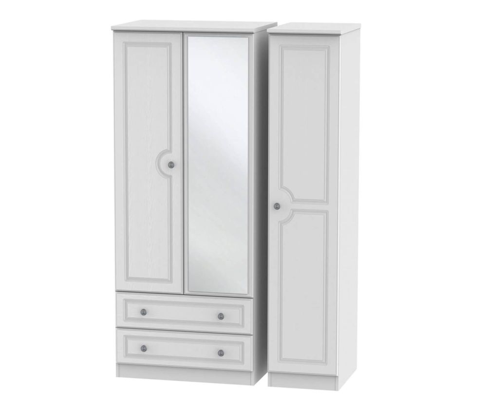 Welcome Furniture Pembroke White Triple 2 Drawer Mirror Wardrobe
