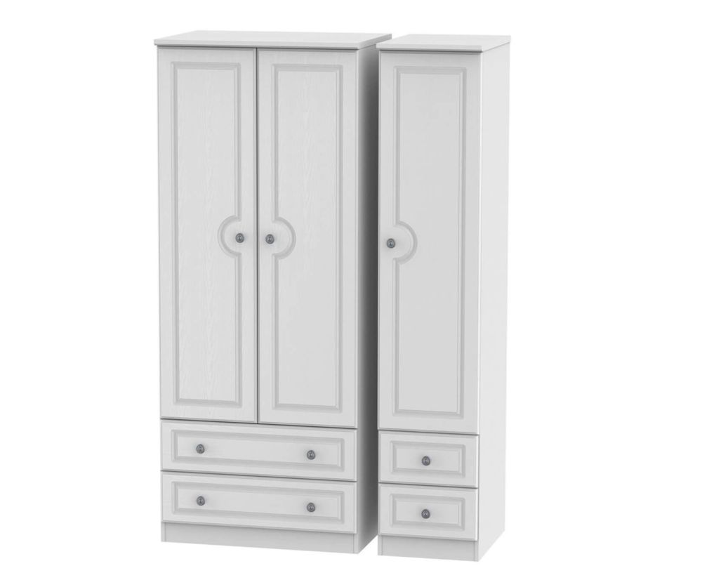 Welcome Furniture Pembroke White Triple 2 Drawer with Single Drawer Wardrobe
