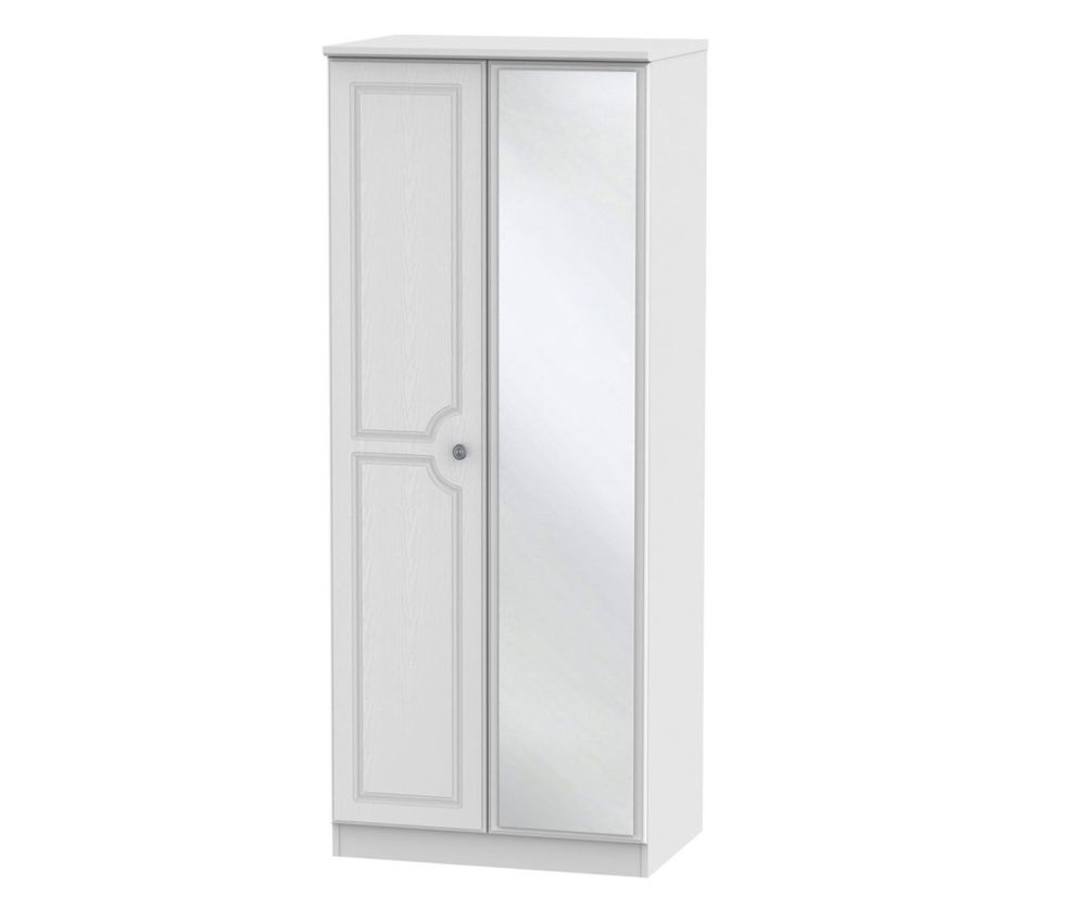Welcome Furniture Pembroke White 2ft6in Mirror Door Wardrobe