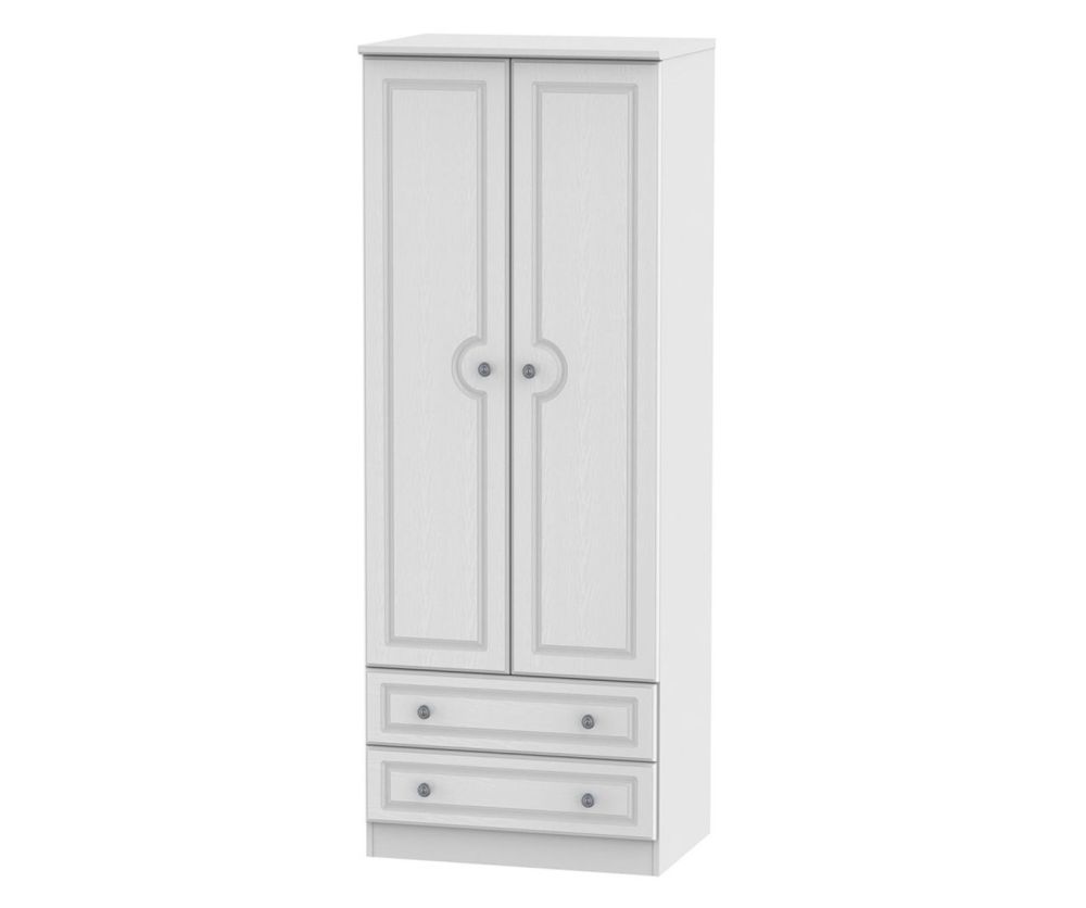 Welcome Furniture Pembroke White Tall 2ft6in 2 Drawer Wardrobe