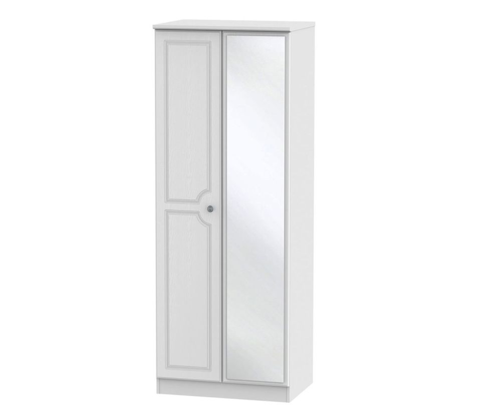 Welcome Furniture Pembroke White Tall 2ft6in Mirror Wardrobe
