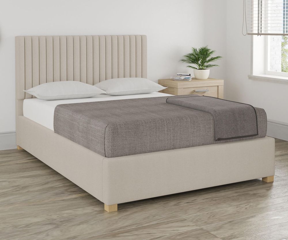 Aspire Piccadilly Eire Linen Off White Upholstered Ottoman Bed