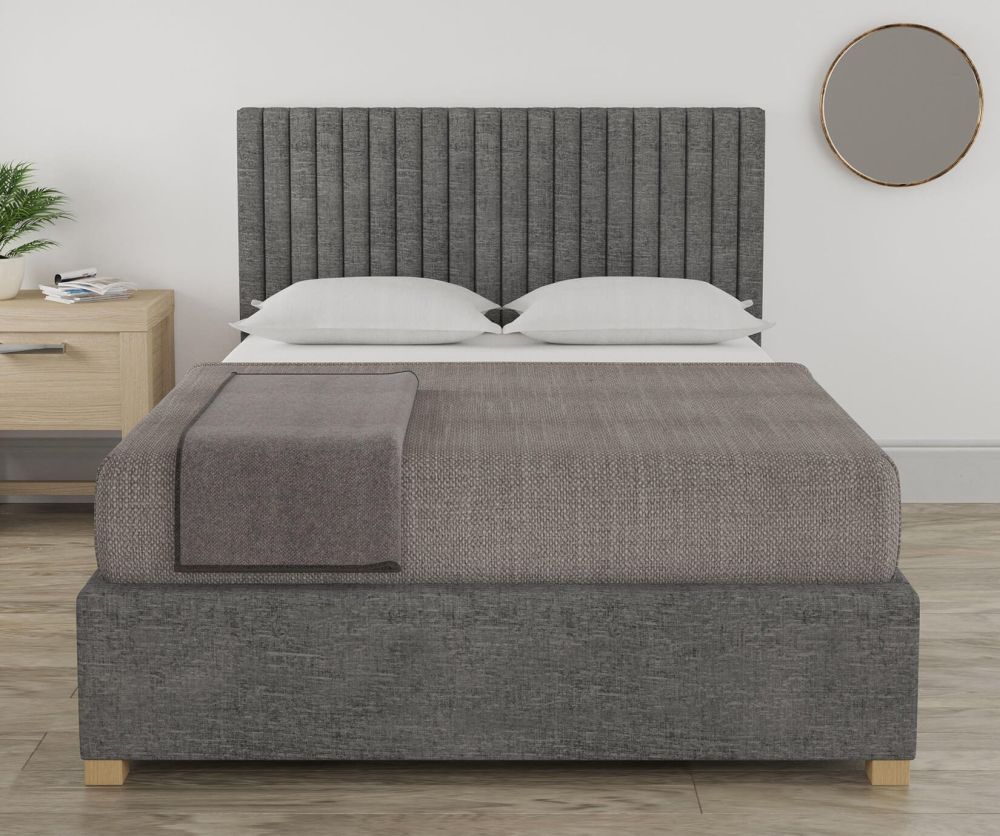 Aspire Piccadilly Firenza Velour Charcoal Upholstered Ottoman Bed