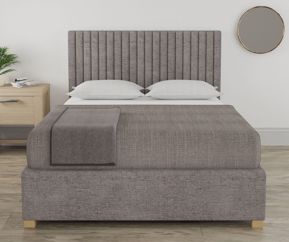 Aspire Piccadilly Firenza Velour Silver Upholstered Ottoman Bed