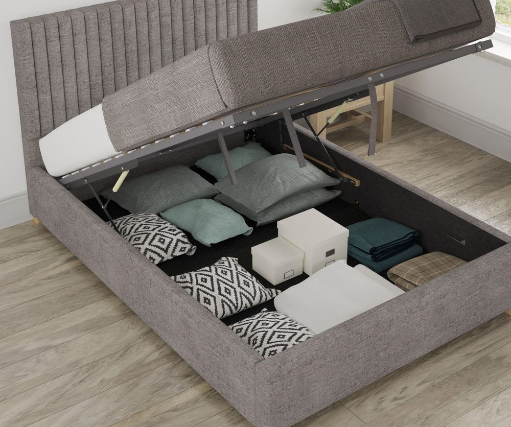 Aspire Piccadilly Firenza Velour Silver Upholstered Ottoman Bed