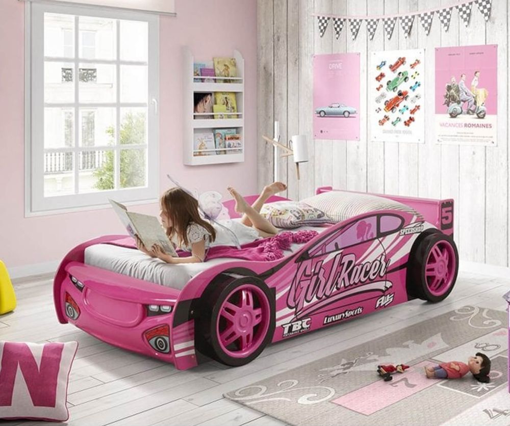 Artisan Girls Pink Sports Car Bed Frame