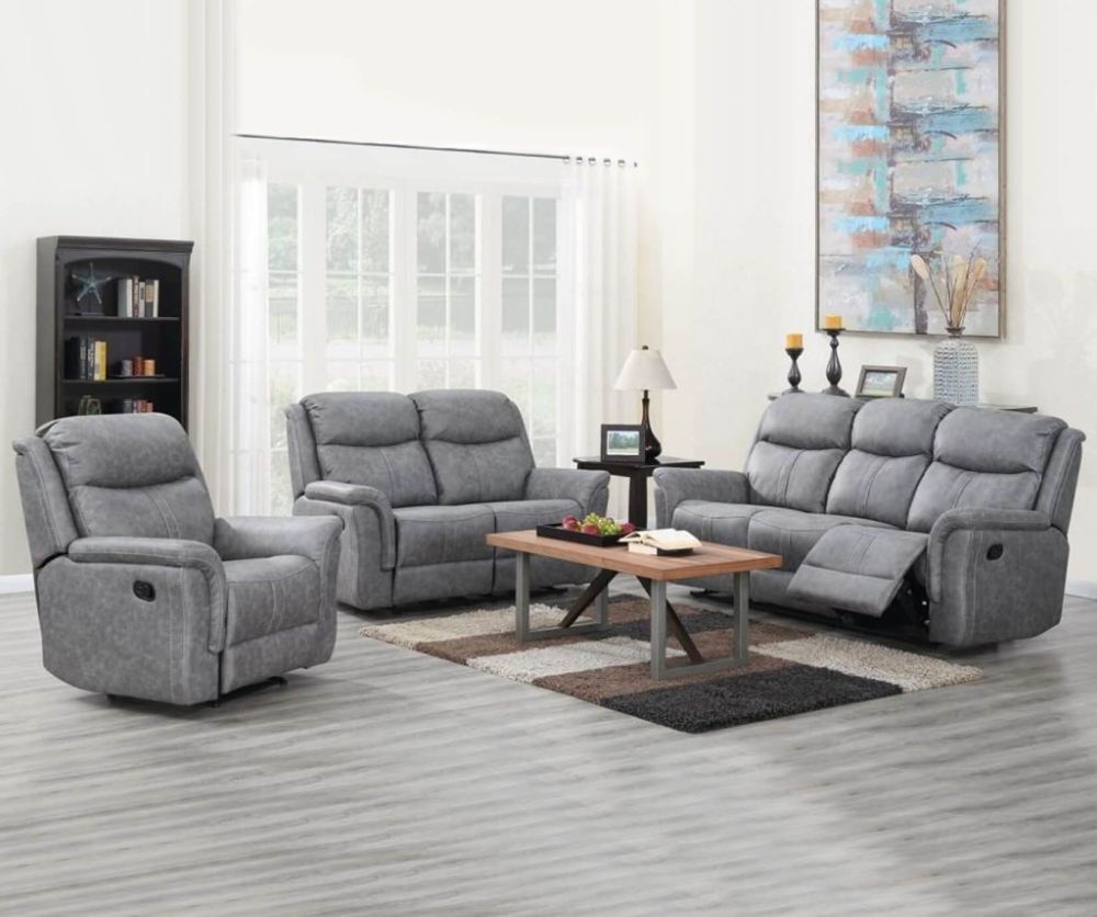 Annaghmore Portland Silver Grey Fabric 3+1+1 Sofa Suite