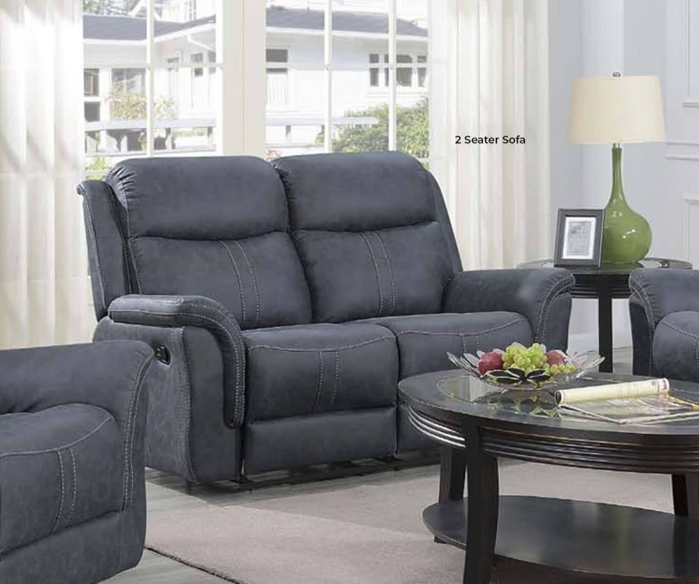 Annaghmore Portland Slate Grey Fabric 2 Seater Sofa