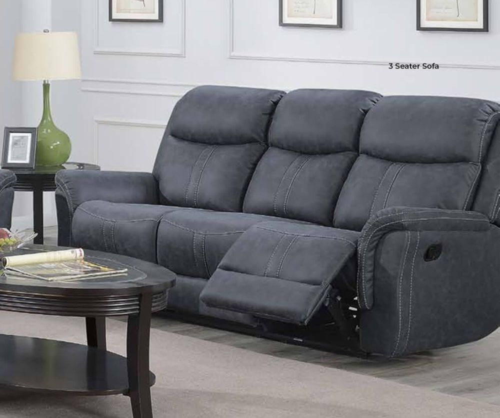 Annaghmore Portland Slate Grey Fabric 3 Seater Sofa