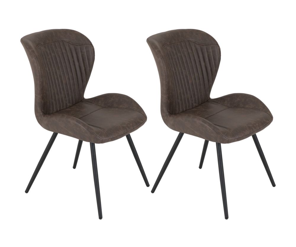 Seconique Quebec Brown Faux Leather Dining Chair Set of 4