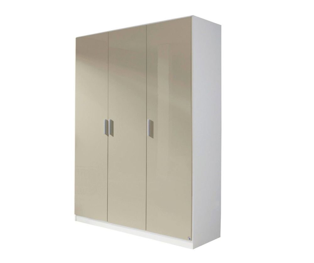 Rauch Celle Extra Sanremo Oak with High Gloss White 3 Door Wardrobe (W136cm)
