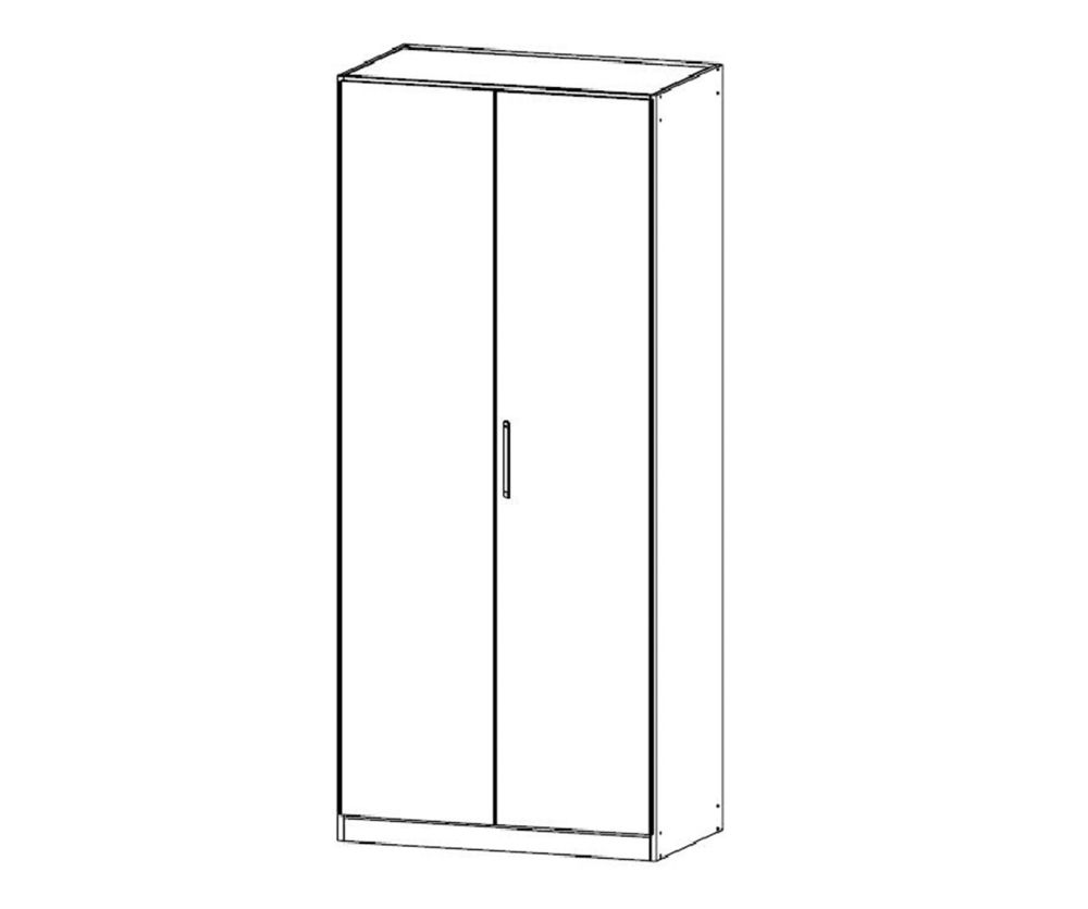 Rauch Essensa Metallic Grey with Alpine White 2 Door Wardrobe with Chrome Coloured Long Handle with Vertical and Horizontal Trims (W91cm)