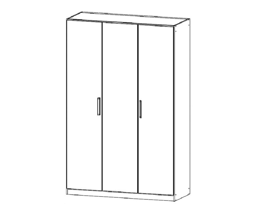 Rauch Essensa Sonoma Oak with Basalt Glass 3 Door Wardrobe with Chrome Coloured Long Handle with Vertical Trims (W136cm)
