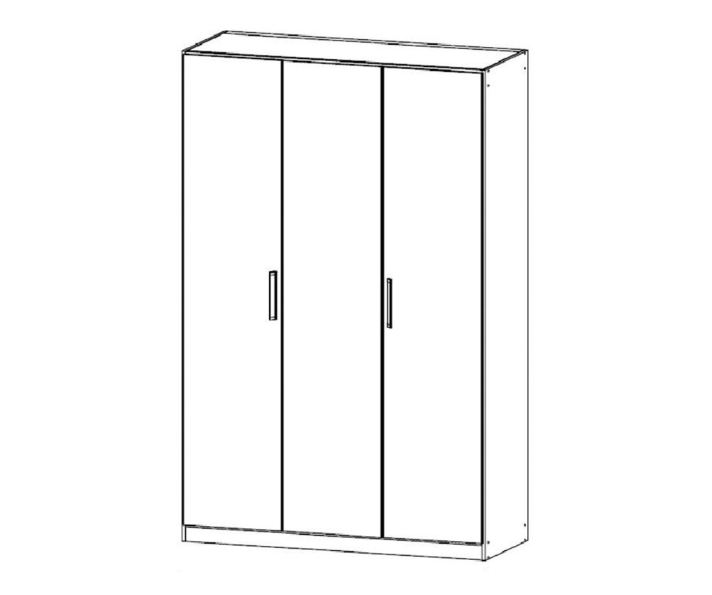Rauch Essensa Metallic Grey with Alpine White 3 Door Wardrobe with Chrome Coloured Long Handle with Vertical and Horizontal Trims (W136cm)