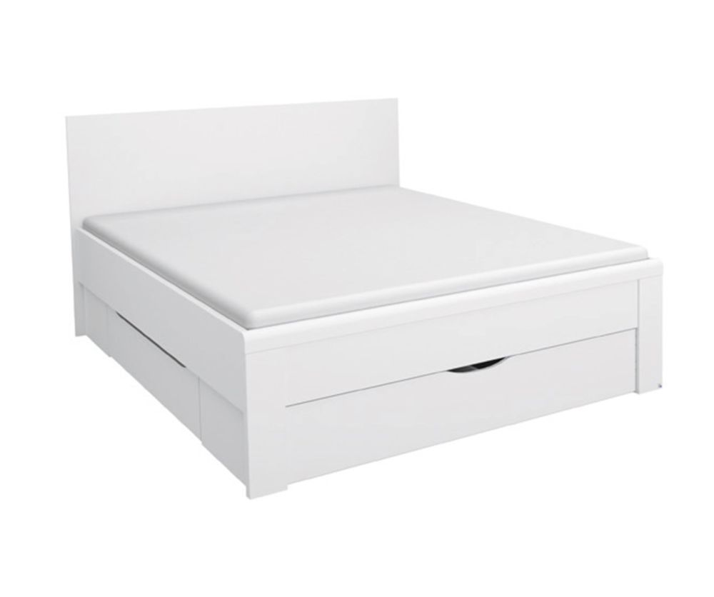 Rauch Rivera Alpine White 5ft King Size Bed with Plinth Drawers (160x200cm)