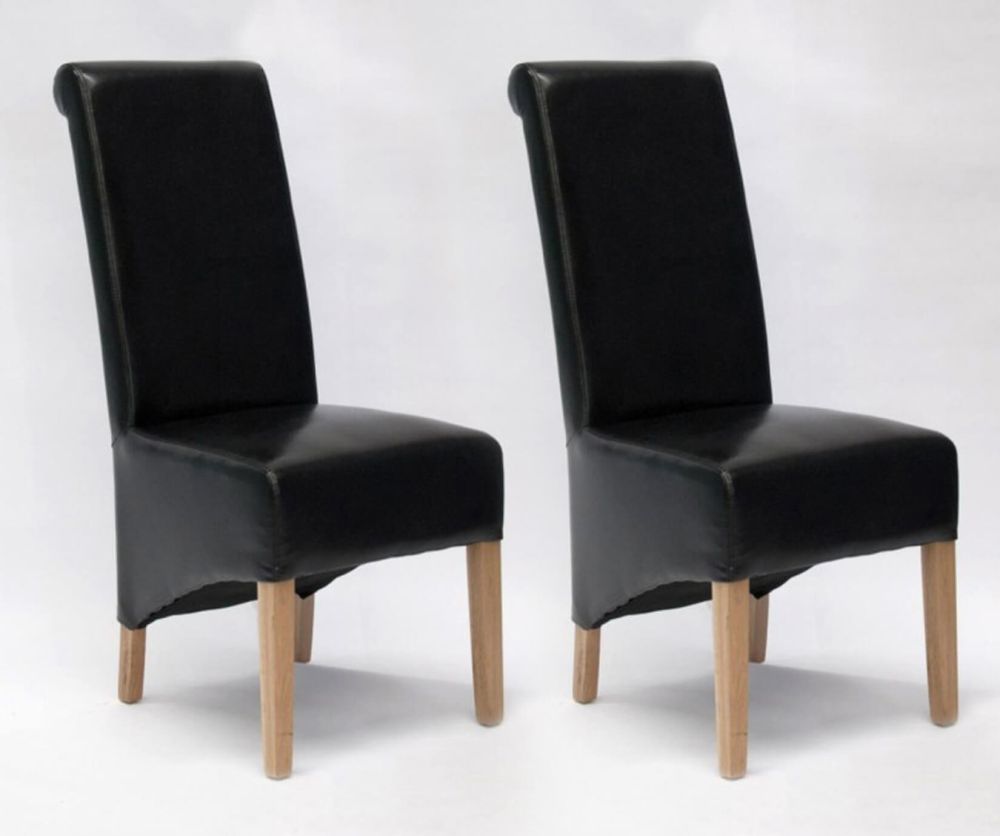 Homestyle GB Richmond Black Bonded Leather Dining Chair in Pair