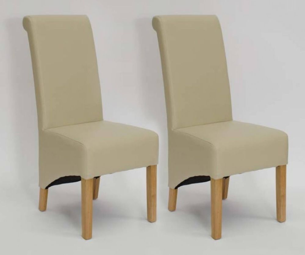 Homestyle GB Richmond Bone Matt Bonded Leather Dining Chair in Pair