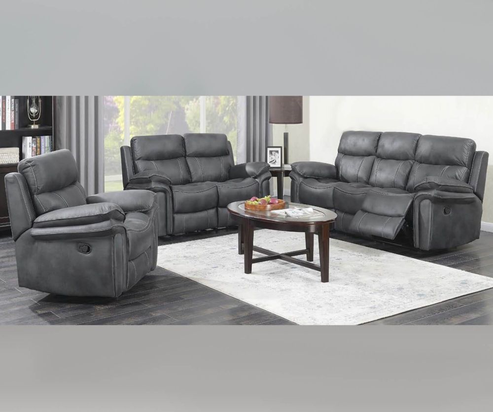 Annaghmore Richmond Charcoal Grey Fabric Recliner 3+1+1 Sofa Suite