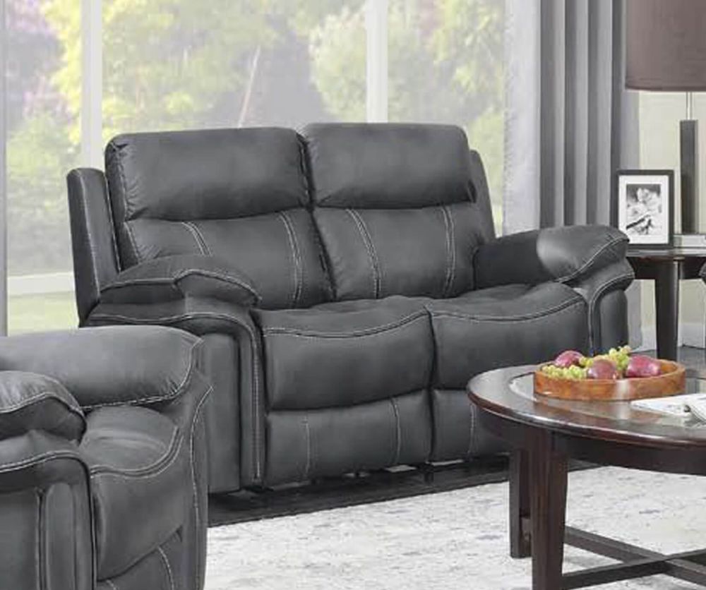 Annaghmore Richmond Charcoal Grey Fabric Recliner 2 Seater Sofa