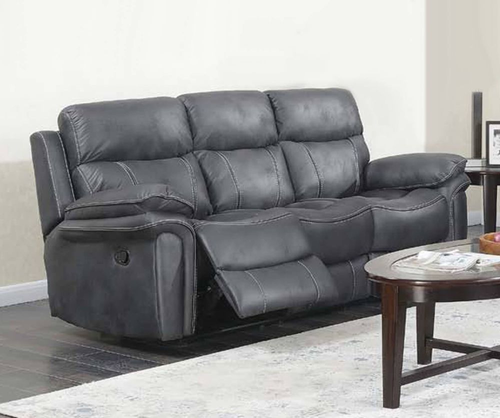 Annaghmore Richmond Charcoal Grey Fabric Recliner 3 Seater Sofa