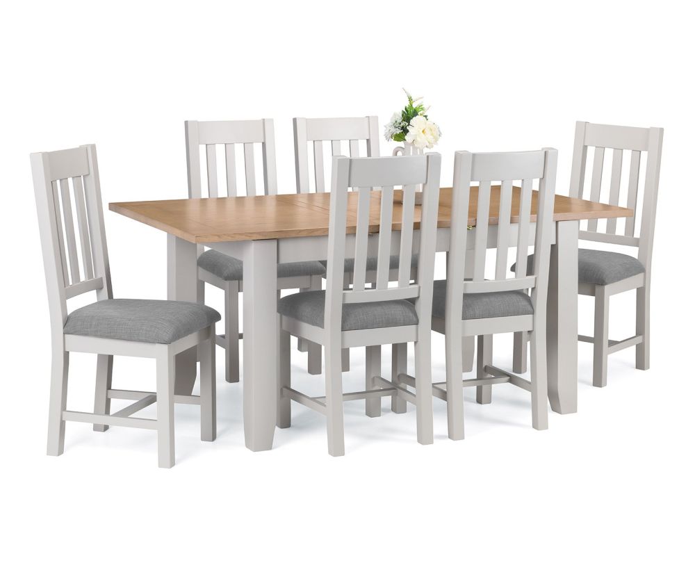 Julian Bowen Richmond Oak and Grey Extending Dining Table with 6 Chairs