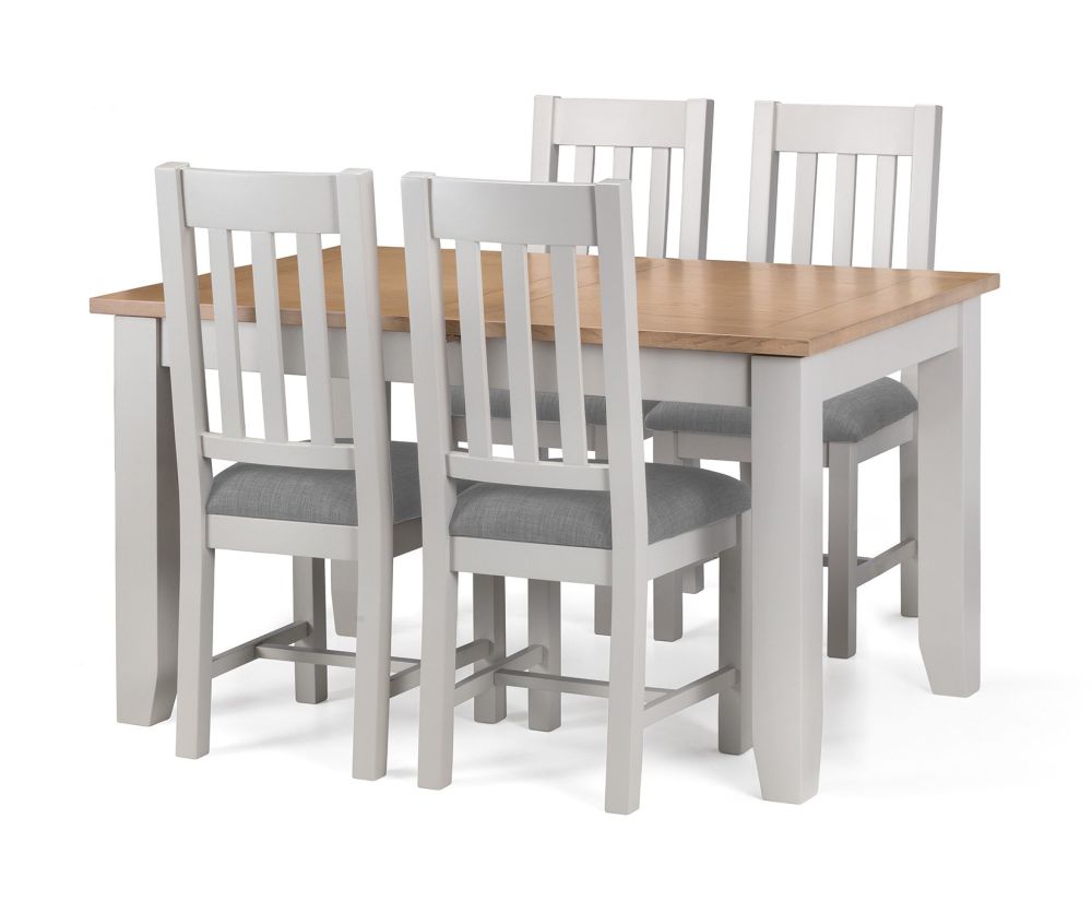 Julian Bowen Richmond Oak and Grey Extending Dining Table with 4 Chairs